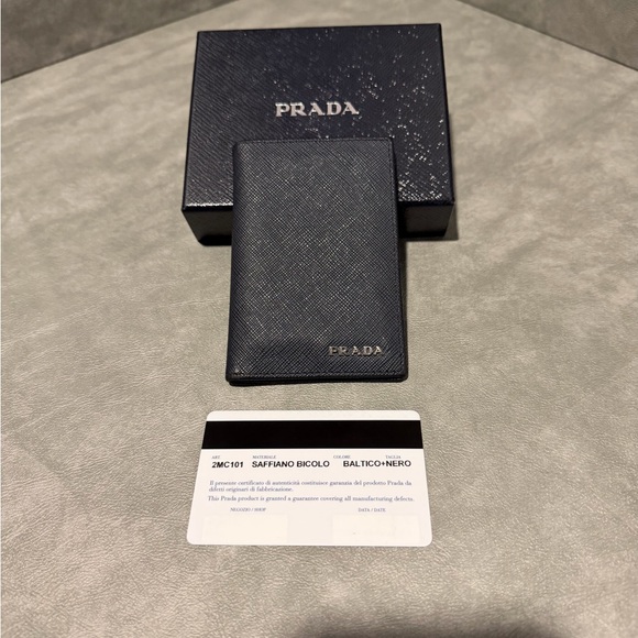 Prada Saffiano Bicolor Black Card Holder Made in Italy - Picture 2 of 11